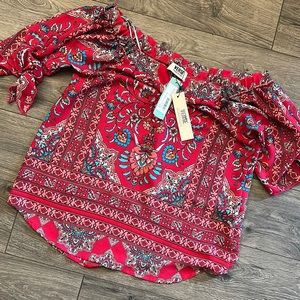 NWT Stitch-fix blouse with tie sleeves